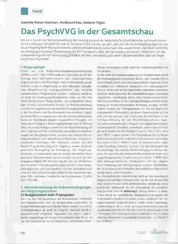 Vorschauseite 1: Das PsychVVG in der Gesamtschau