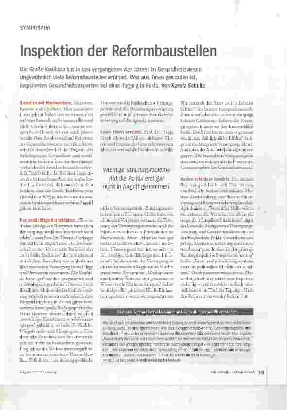 Vorschauseite 1: Inspektion der Reformbaustellen