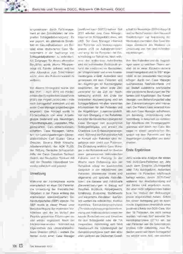 Vorschauseite 2: Berichte und Termine DGCC, Netzwerk CM-Schweiz, ÖGCC Nachsorgekonzept „SOS-Care-Hilfe nach Schlaganfall“ gewinnt Innovationspreis 2017 der Deutschen Gesellschaft für Care und Case…