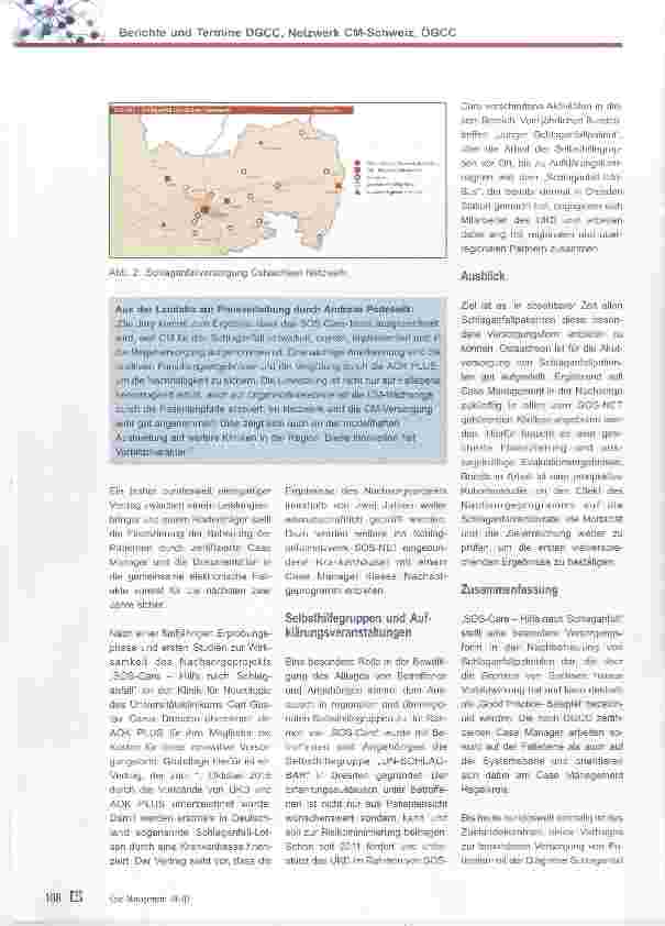 Vorschauseite 4: Berichte und Termine DGCC, Netzwerk CM-Schweiz, ÖGCC Nachsorgekonzept „SOS-Care-Hilfe nach Schlaganfall“ gewinnt Innovationspreis 2017 der Deutschen Gesellschaft für Care und Case…