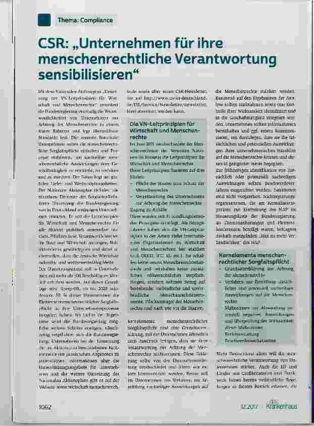 Vorschauseite 1: CSR: „Unternehmen für ihre menschenrechtliche Verantwortung sensibilisieren