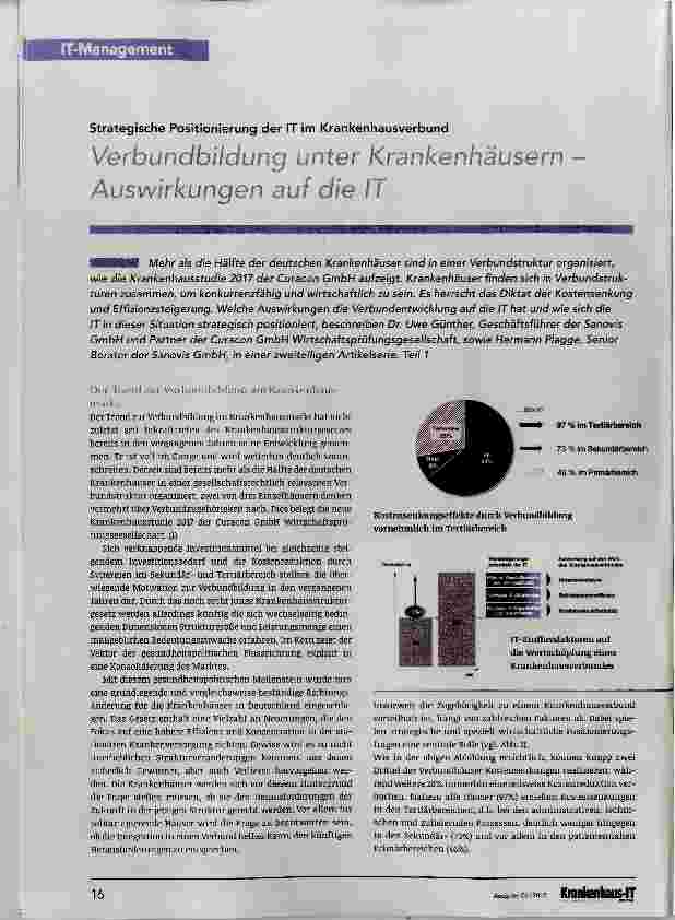 Vorschauseite 1: Verbundbildung unter Krankenhäusern Auswirkungen auf die IT