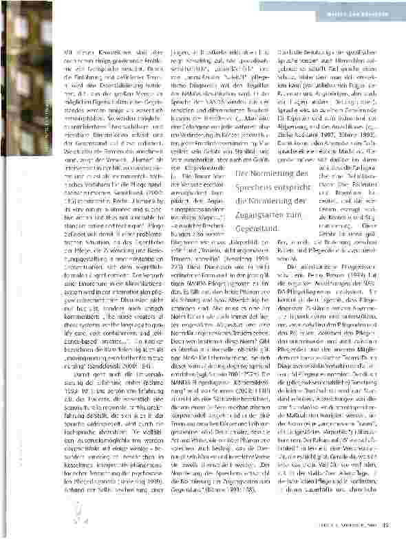 Vorschauseite 2: SEGEN ODER FLUCH FÜR DIE PFLEGE? PFLEGEDIAGNOSEN UND PFLEGEKLASSIFIKATIONSSYSTEME TEIL 2