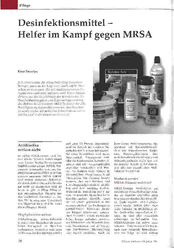 Vorschauseite 1: Desinfektionsmittel - Helfer im Kampf gegen MRSA