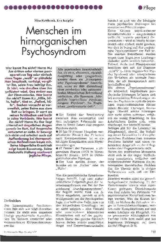Vorschauseite 1: Menschen im hirnorganischen Psychosyndrom