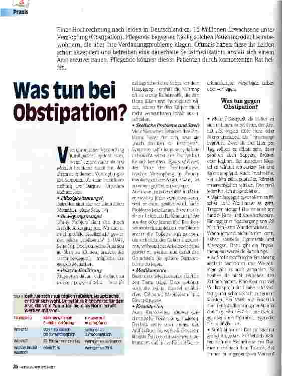 Vorschauseite 1: Was tun bei Obstipation?