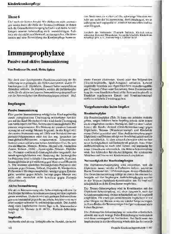Vorschauseite 1: Immunprophylaxe Passive und aktive Immunisierung