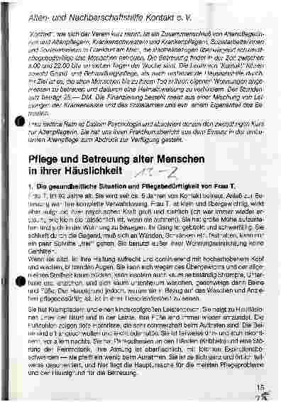 Vorschauseite 1: Pflege und Betreuung alter Menschen in ihrer Häuslichkeit