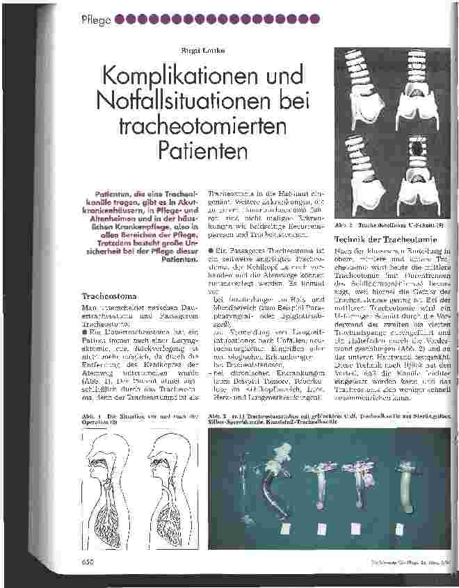 Vorschauseite 1: Komplikationen und Notfallsituationen bei tracheotomierten Patienten