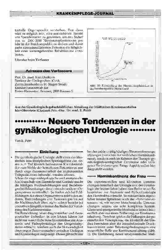 Vorschauseite 1: Neue Tendenzen in der gynäkologischen Urologie