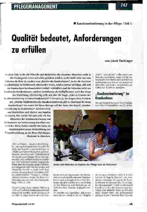 Vorschauseite 1: Qualität bedeutet, Anforderungen zu erfüllern