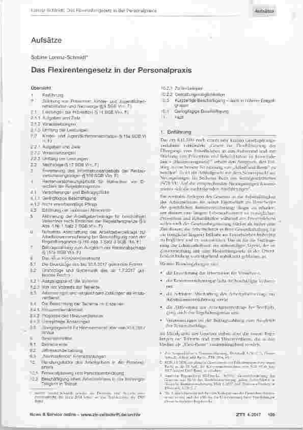 Vorschauseite 1: Das Flexirentengesetz in der Personalpraxis