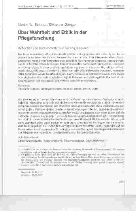Vorschauseite 1: Über Wahrheit und Ethik in der Pflegeforschung