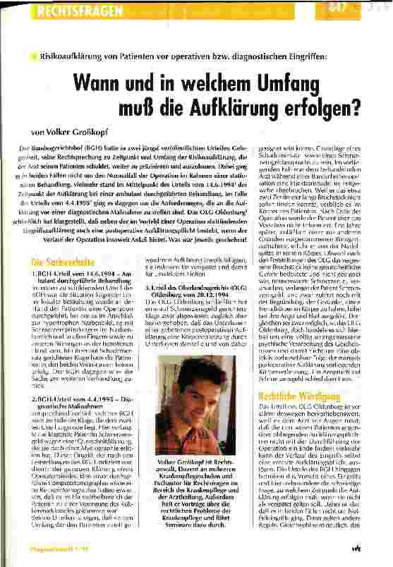 Vorschauseite 1: Wann und in welchem Umfang muß die Aufklärung erfolgen?
