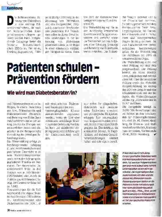 Vorschauseite 1: Patienten schulen - Prävention fördern Wie wird man Diabetesberater/in?