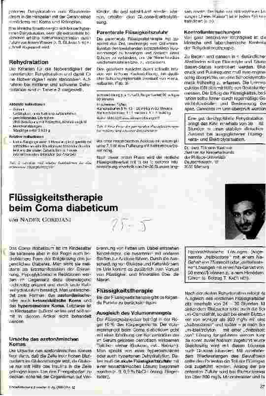 Vorschauseite 1: Flüssigkeitstherapie beim Coma diabeticum