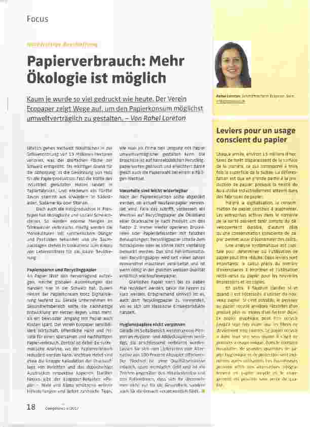 Vorschauseite 1: Papierverbrauch: Mehr Ökologie ist möglich