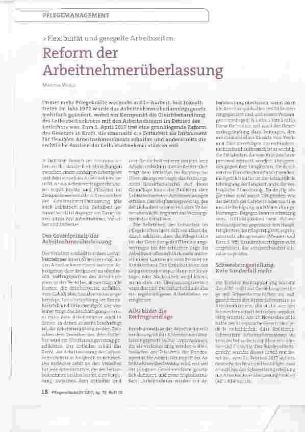 Vorschauseite 1: Reform der Arbeitnehmerüberlassung