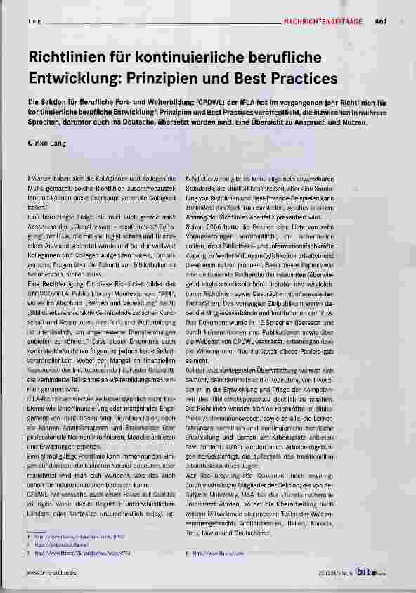 Vorschauseite 1: Richtlinien für kontinuierliche berufliche Entwicklung: Prinzipien und Best Practices