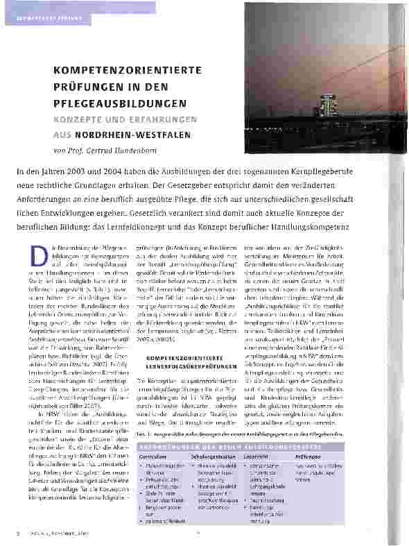 Vorschauseite 1: KOMPETENZORIENTIERTE PRÜFUNGEN IN DEN PFLEGEAUSBILDUNGEN