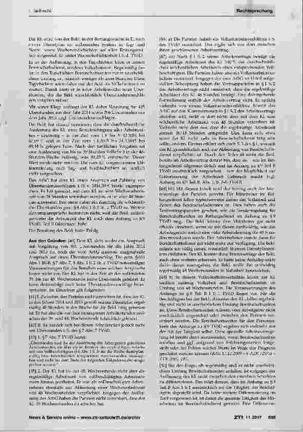 Vorschauseite 2: Überstundenvergütung Bereitschaftszeiten Rettungsdienst