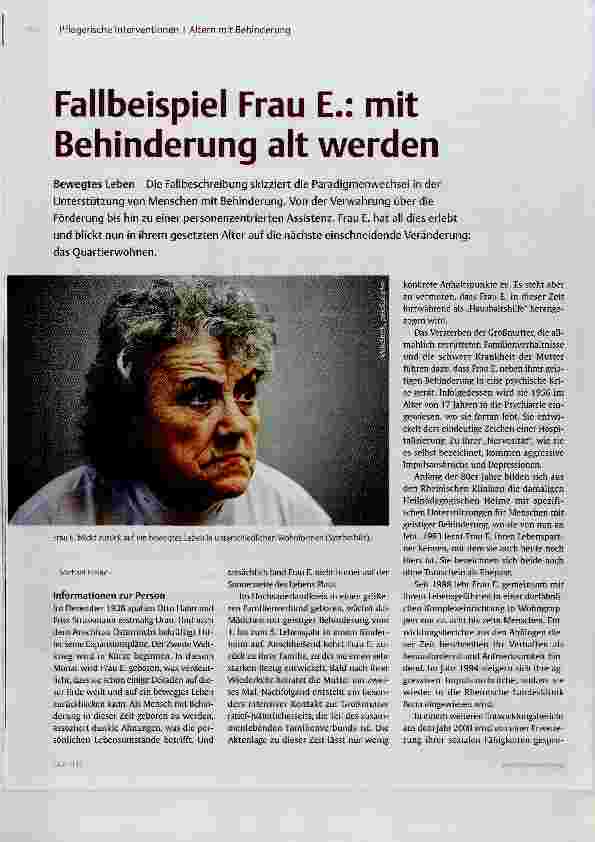 Vorschauseite 1: Fallbeispiel Frau E.: mit Behinderung alt werden