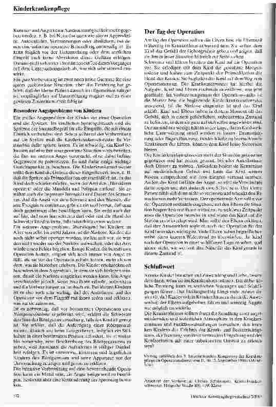 Vorschauseite 4: Kinderkrankenpflegerische Betreuung, Vorbereitung und Begleitung zur Funktionsabteilung