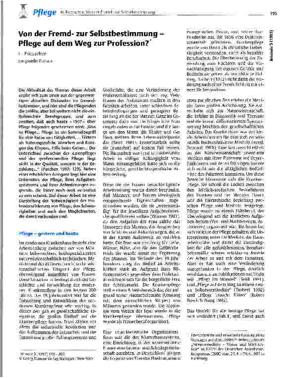 Vorschauseite 1: Von der Fremdzur Selbstbestimmung - Pflege auf dem Weg zur Profession?