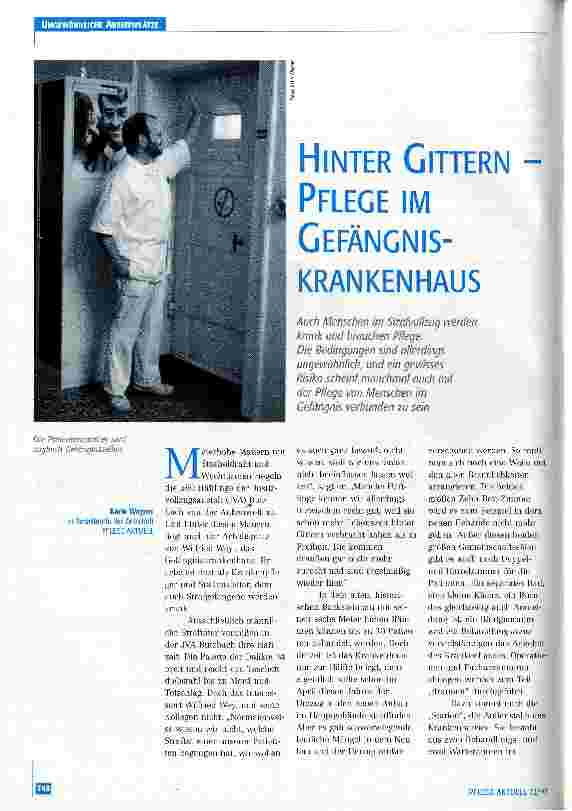 Vorschauseite 1: Hinter Gittern - Pflege im Gefängniskrankenhaus