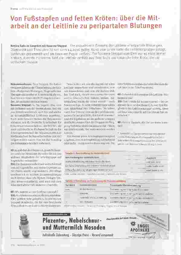 Vorschauseite 1: Von Fußstapfen und fetten Kröten: über die Mitarbeit an der Leitlinie zu peripartalen Blutungen