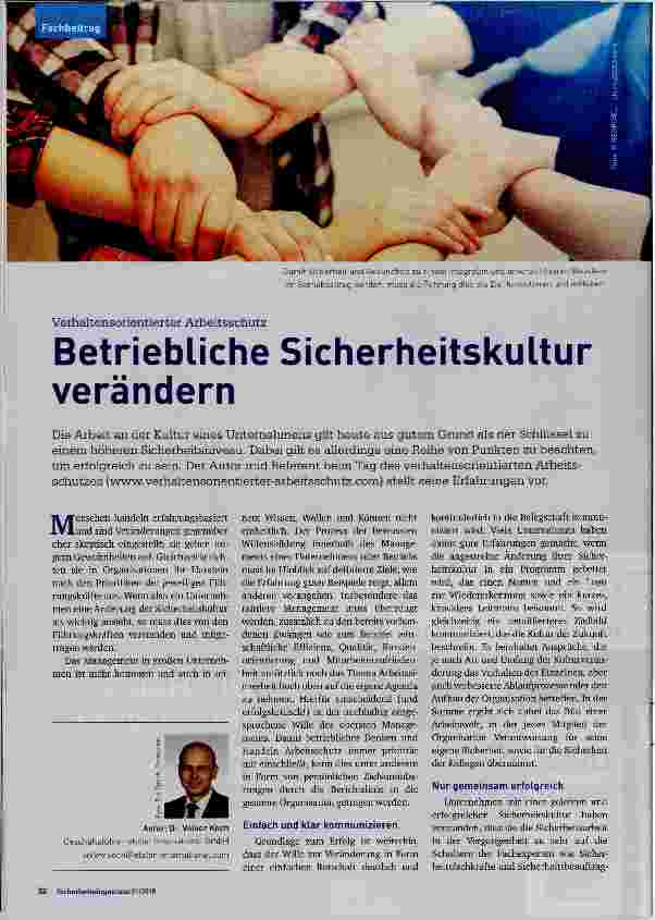 Vorschauseite 1: Betriebliche Sicherheitskultur verändern