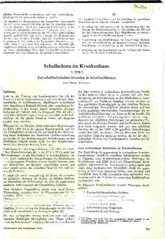 Vorschauseite 1: Schallschutz im Krankenhaus Teil 1