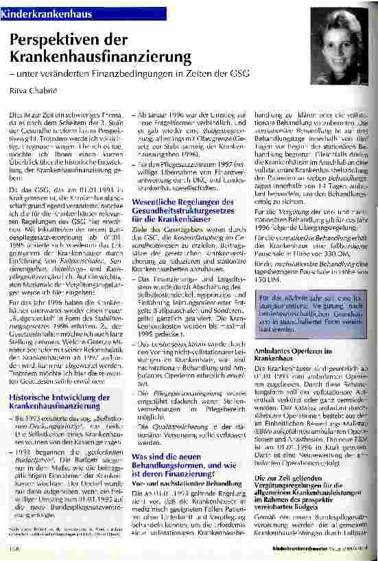 Vorschauseite 1: Perspektiven der Krankenhausfinanzierung unter veränderten Finanzbedingungen in Zeiten der GSG