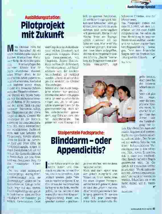 Vorschauseite 1: Pilotprojekt mit Zukunft Ausbildungsstation