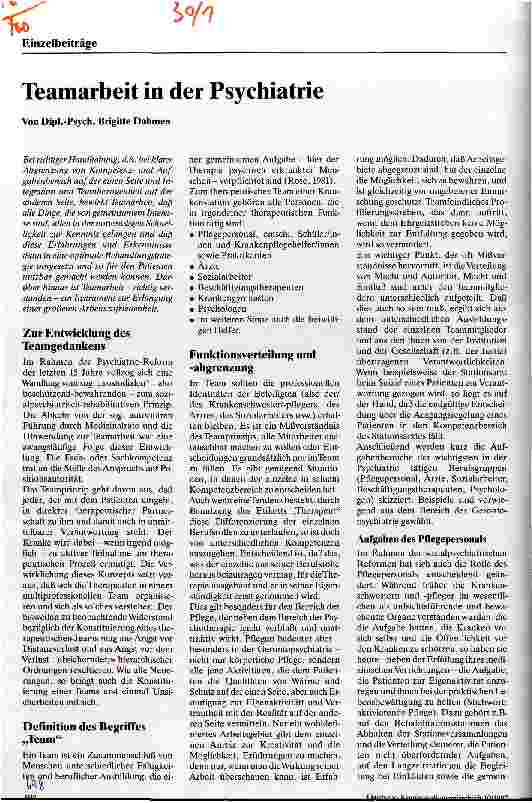 Vorschauseite 1: Teamarbeit in der Psychiatrie