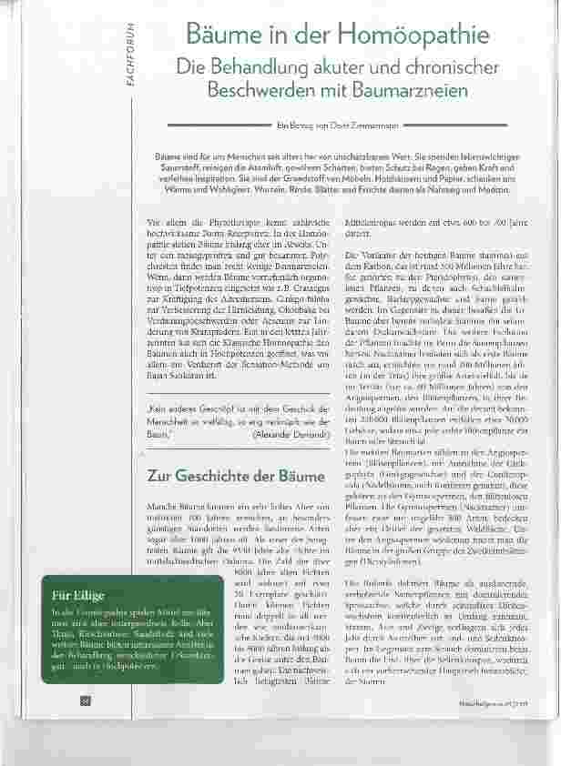 Vorschauseite 1: Bäume in der Homöopathie Die Behandlung akuter und chronischer Beschwerden mit Baumarzneien