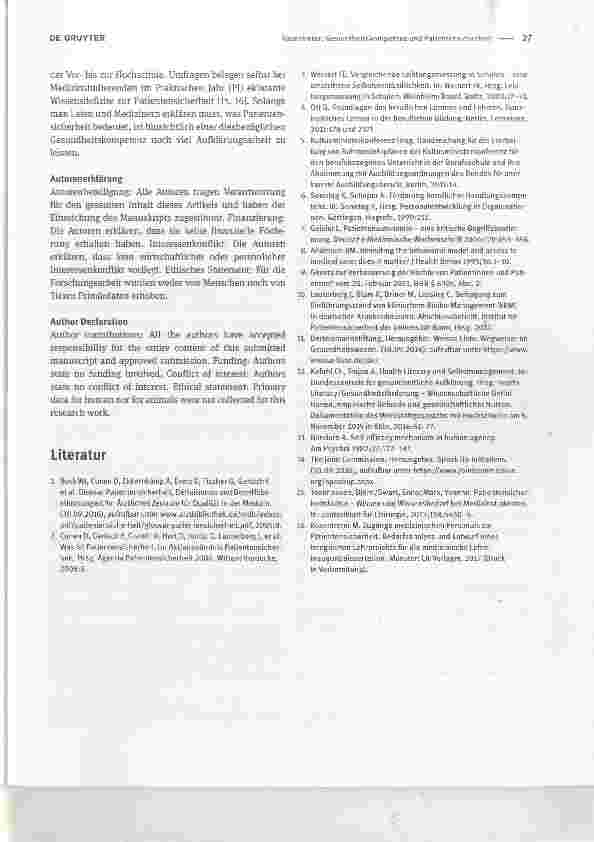 Vorschauseite 3: Gesundheitskompetenz und PatientensicherheitHealth literacy and patient safety