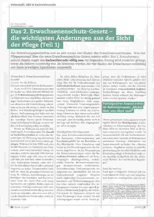 Vorschauseite 1: Bundesministerium für JustizDas 2. Erwachsenenschutz-Gesetz -die wichtigsten Änderungen aus der Sicht der Pflege (Teil 1)