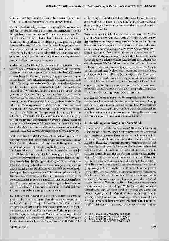 Vorschauseite 3: Aktuelle patentrechtliche Rechtsprechung zu Medizinprodukten 2016/2017