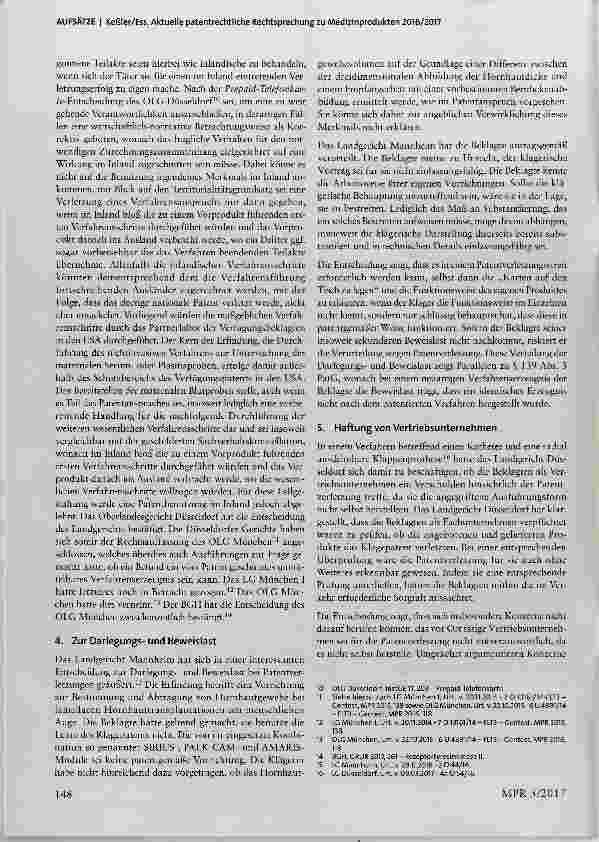 Vorschauseite 4: Aktuelle patentrechtliche Rechtsprechung zu Medizinprodukten 2016/2017