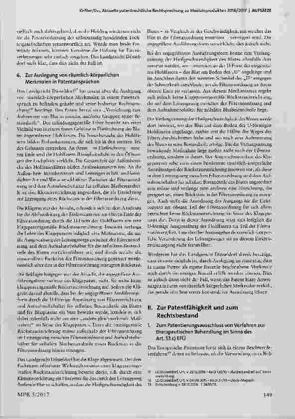 Vorschauseite 5: Aktuelle patentrechtliche Rechtsprechung zu Medizinprodukten 2016/2017
