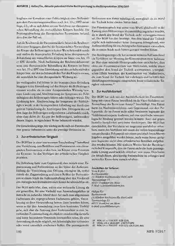 Vorschauseite 6: Aktuelle patentrechtliche Rechtsprechung zu Medizinprodukten 2016/2017