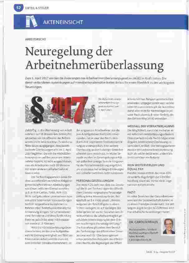 Vorschauseite 1: Neuregelung der Arbeitnehmerüberlassung