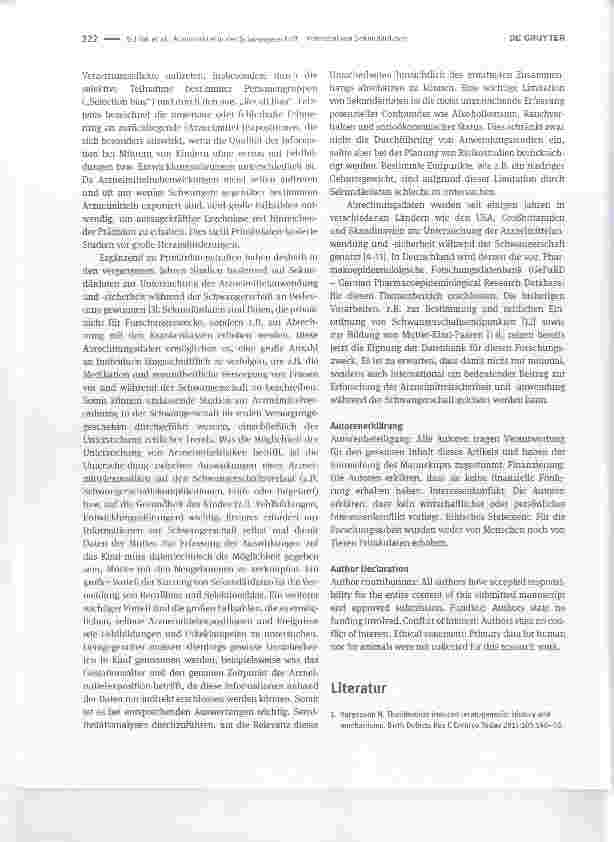 Vorschauseite 2: Arzneimittel in der Schwangerschaft Potenzial von Sekundärdaten
