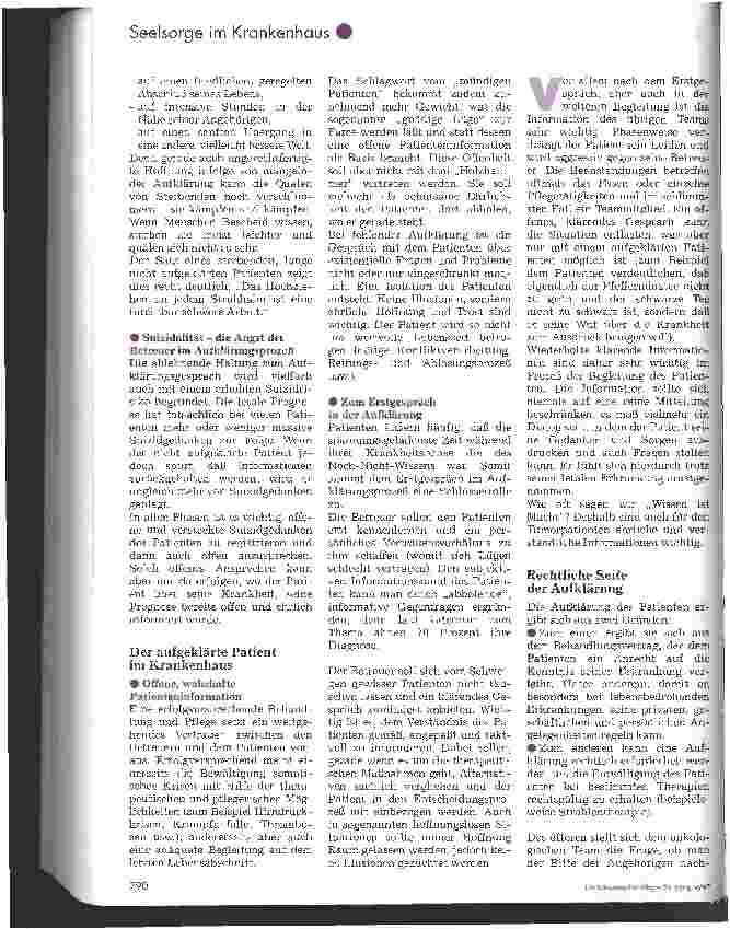 Vorschauseite 2: Aufklärung bei onkologischen Patienten mit letaler Prognose