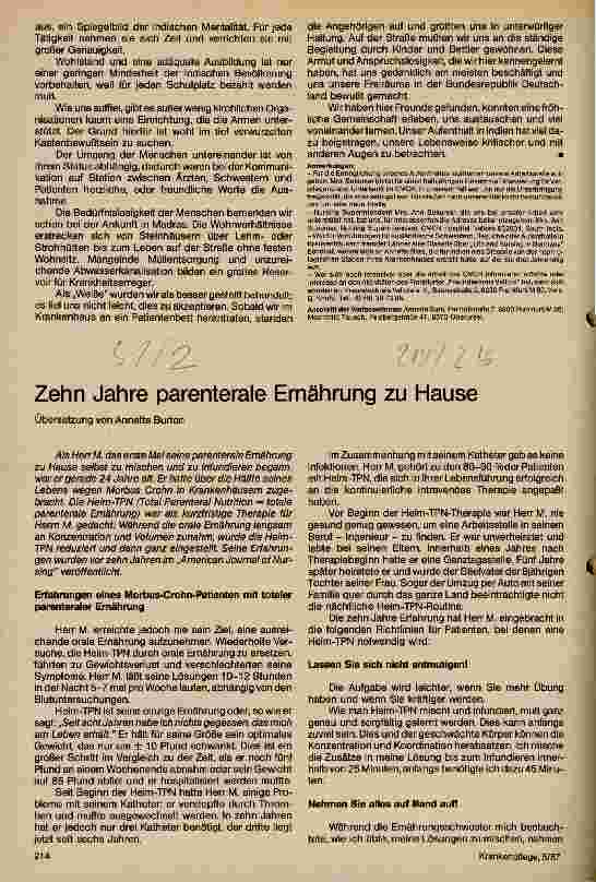 Vorschauseite 1: Zehn Jahre parenterale Ernährung zu Hause