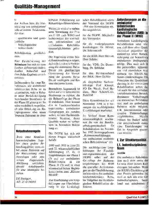 Vorschauseite 2: Empfehlungen der DGPR zur ambulanten kardiologischen Rehabilitation