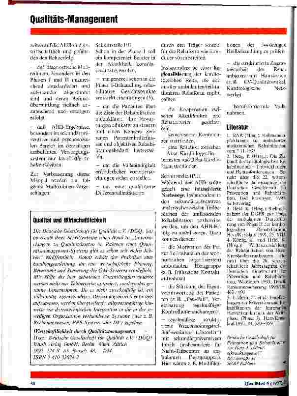 Vorschauseite 6: Empfehlungen der DGPR zur ambulanten kardiologischen Rehabilitation