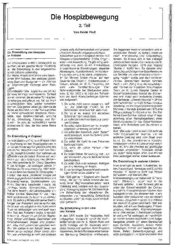 Vorschauseite 1: Die Hospizbewegung 2. Teil