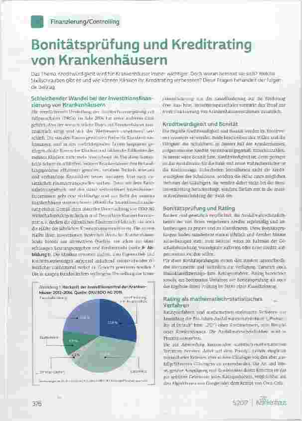 Vorschauseite 1: Bonitätsprüfung und Kreditrating von Krankenhäusern